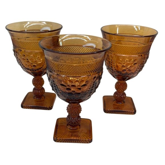 3 Imperial Glass Chroma Amber Water Goblets 5 1/2" - Picture 3 of 7